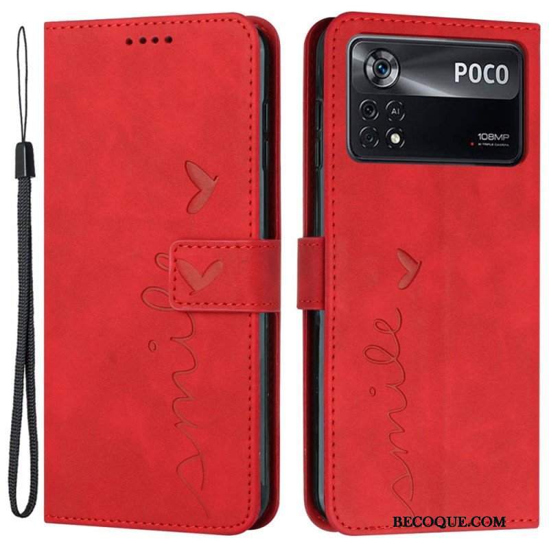 Etui Folio do Poco X4 Pro 5G z Łańcuch Pasiasty Uśmiech