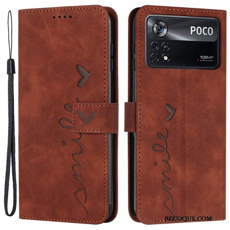 Etui Folio do Poco X4 Pro 5G z Łańcuch Pasiasty Uśmiech