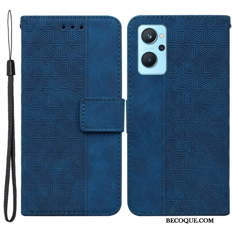 Etui Folio do Realme 9i Pasek Ze Wzorem Zygzakowatym