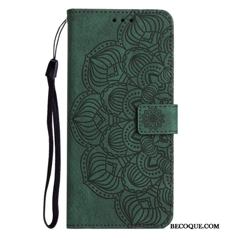 Etui Folio do Samsung Galaxy A13 z Łańcuch Mandala Z Paskami W Stylu Vintage