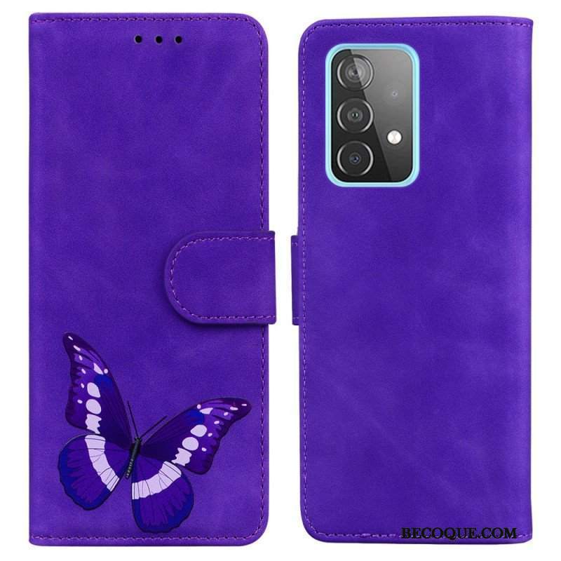 Etui Folio do Samsung Galaxy A52 4G / A52 5G / A52s 5G Motyl Dotykający Skóry