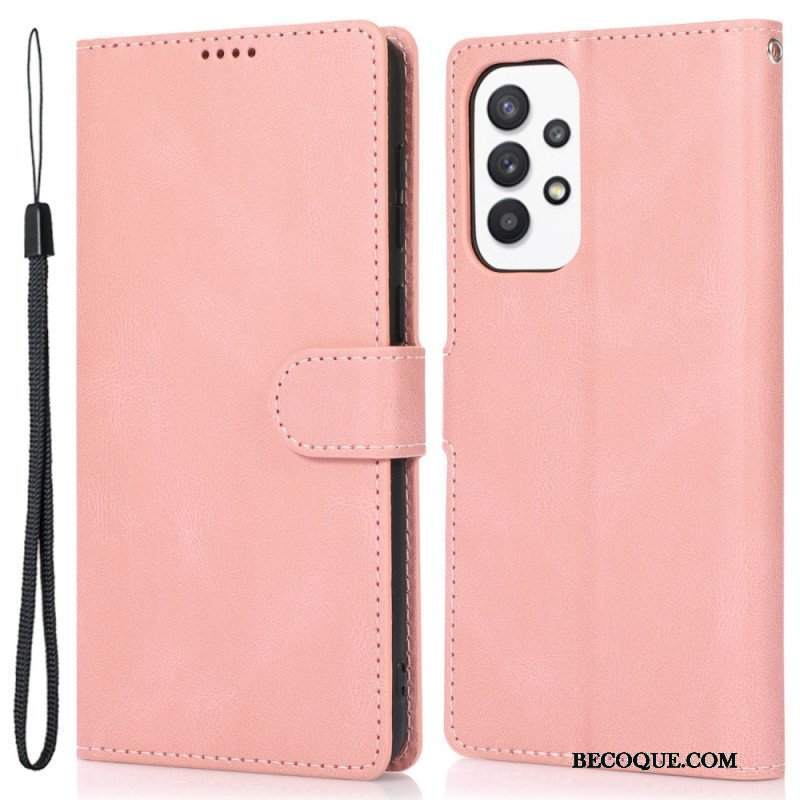 Etui Folio do Samsung Galaxy A53 5G z Łańcuch Skórzany Styl Vintage Z Paskami