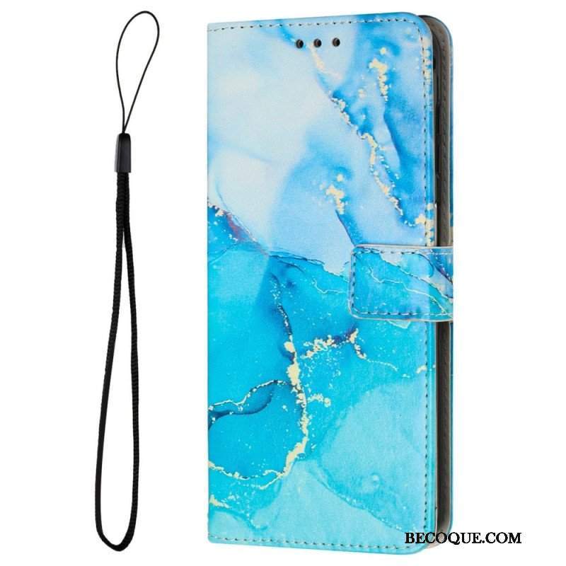 Etui Folio do Samsung Galaxy M13 Marmur Ze Smyczą