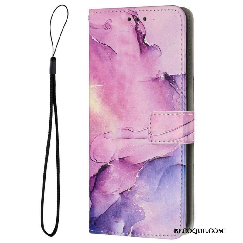 Etui Folio do Samsung Galaxy M13 Marmur Ze Smyczą