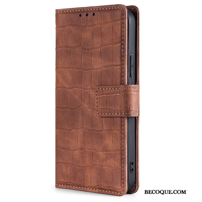 Etui Folio do Samsung Galaxy M13 Styl Skóry Krokodyla