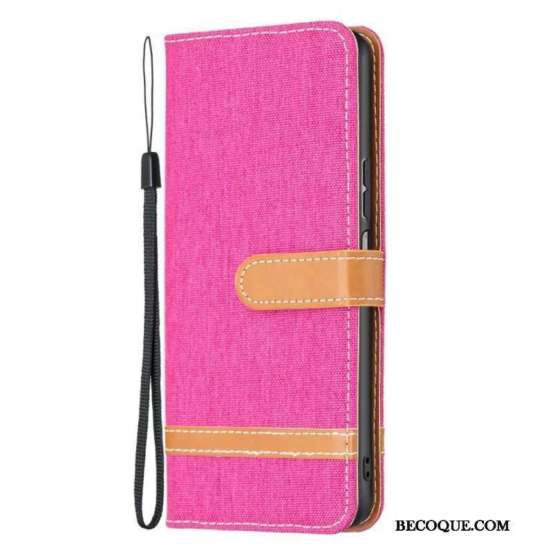 Etui Folio do Samsung Galaxy M23 5G Tkanina Z Paskiem