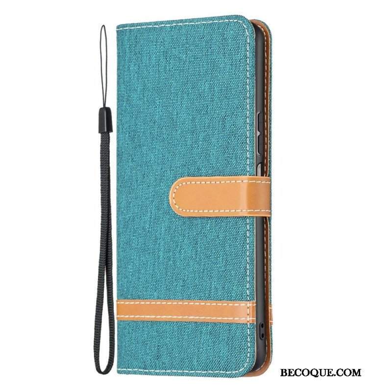 Etui Folio do Samsung Galaxy M23 5G Tkanina Z Paskiem