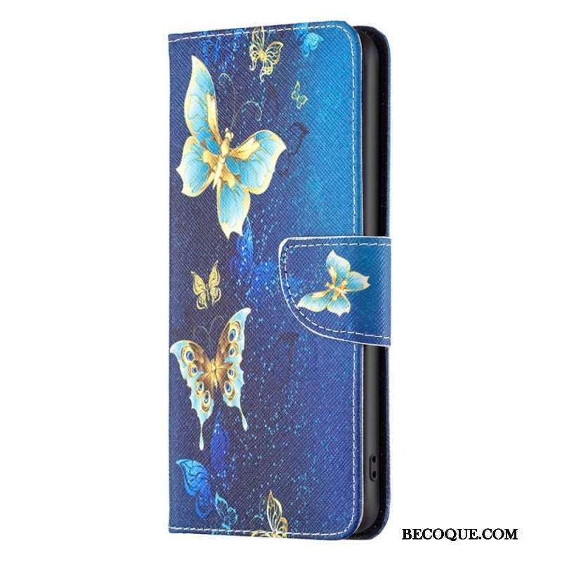 Etui Folio do Samsung Galaxy M53 5G Złote Motyle