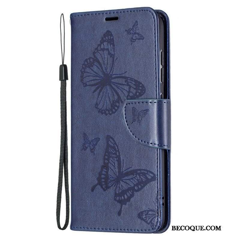 Etui Folio do Samsung Galaxy S21 FE Motyle W Locie Z Smyczą