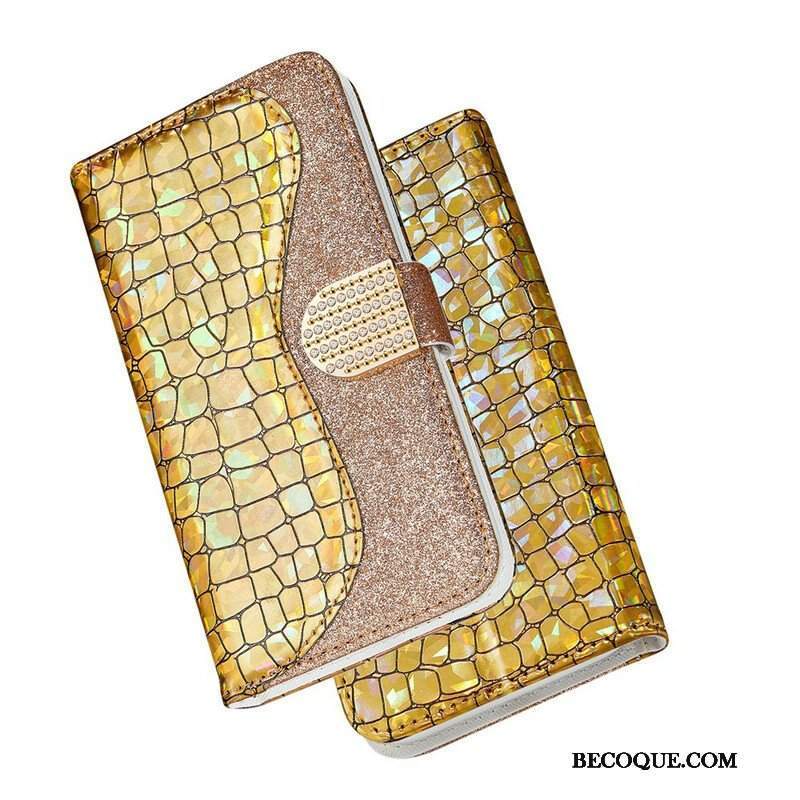 Etui Folio do Samsung Galaxy S21 Plus 5G Krokodyle Diamenty