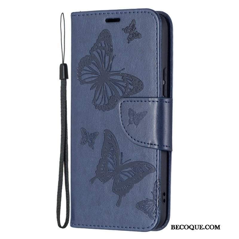 Etui Folio do Samsung Galaxy S22 Plus 5G Motyle W Locie Z Smyczą