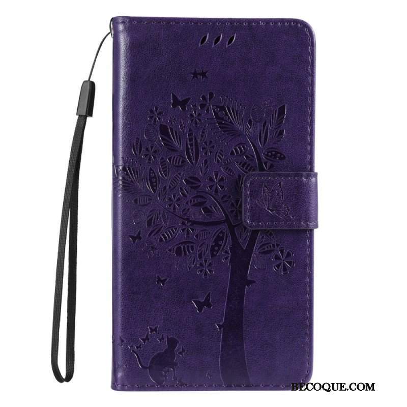 Etui Folio do Samsung Galaxy S23 5G Drapak Dla Kota Ze Smyczą