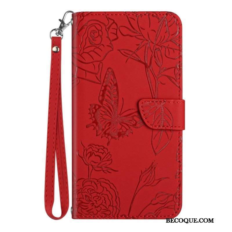 Etui Folio do Samsung Galaxy S23 5G Motyl Ze Smyczą