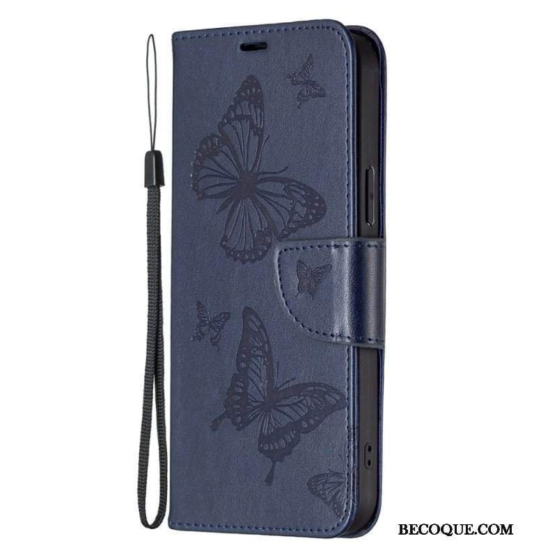 Etui Folio do Samsung Galaxy S23 5G z Łańcuch Stringi Motyle