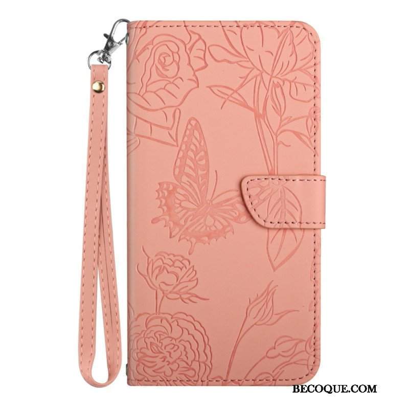 Etui Folio do Samsung Galaxy S23 Plus 5G Motyl Ze Smyczą