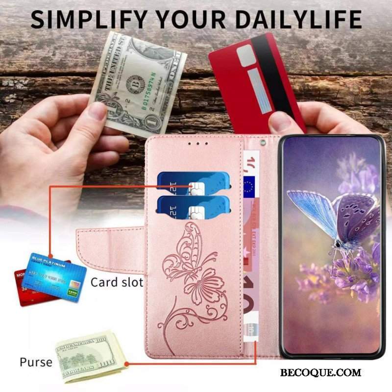 Etui Folio do Samsung Galaxy S23 Ultra 5G Dwukolorowy Barokowy Motyl