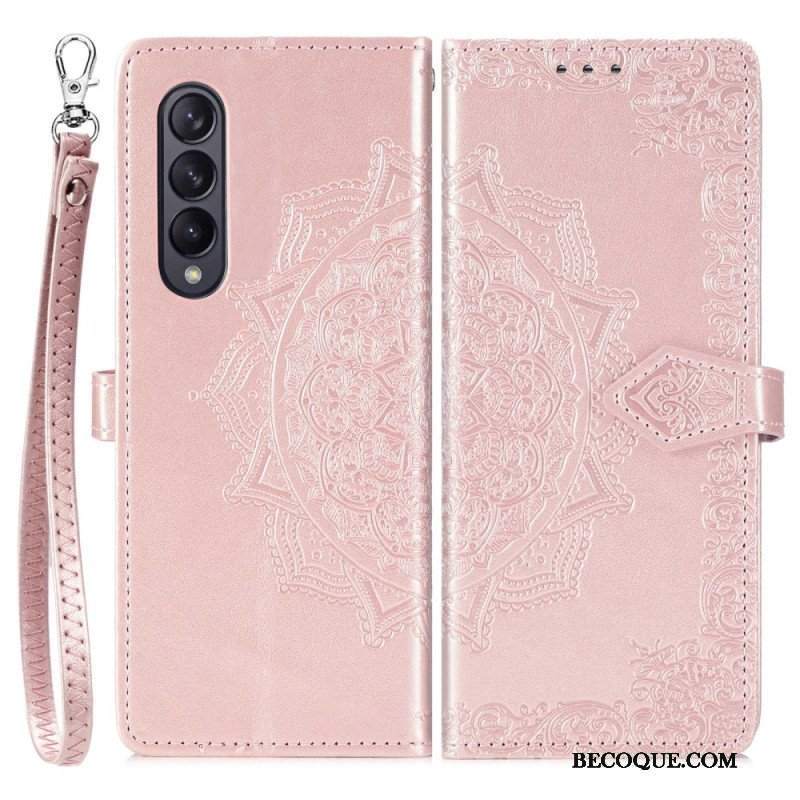 Etui Folio do Samsung Galaxy Z Fold 4 z Łańcuch Średniowieczna Mandala Z Paskami