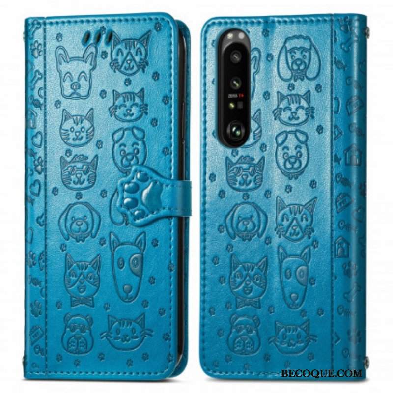 Etui Folio do Sony Xperia 1 III Animowane Zwierzęta