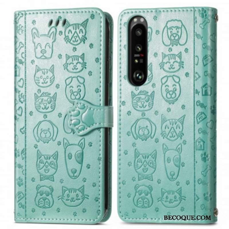 Etui Folio do Sony Xperia 1 III Animowane Zwierzęta