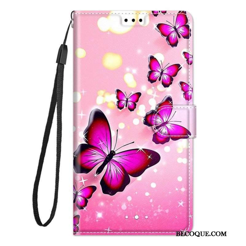 Etui Folio do Xiaomi 12 / 12X Wachlarz Motyli Ze Smyczą