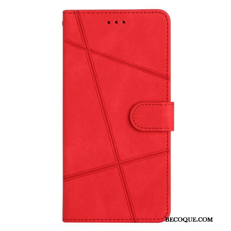 Etui Folio do Xiaomi 12 Lite z Łańcuch Linie Paska Z Efektem Skóry