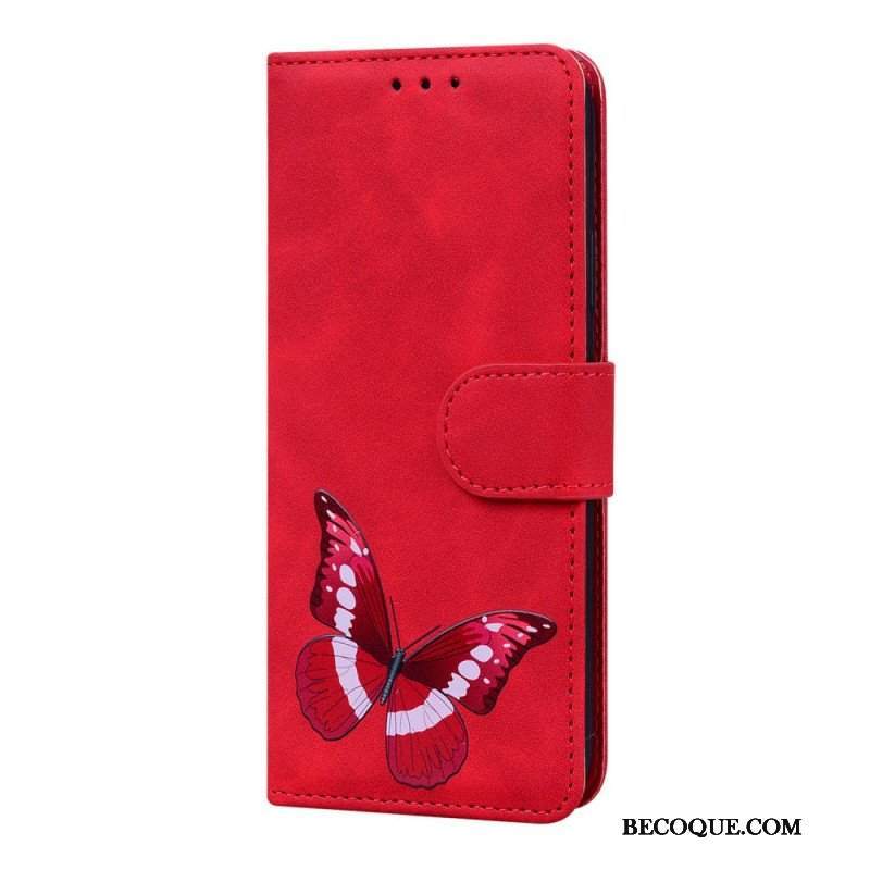 Etui Folio do Xiaomi 12 Pro Motyl Dotykający Skóry