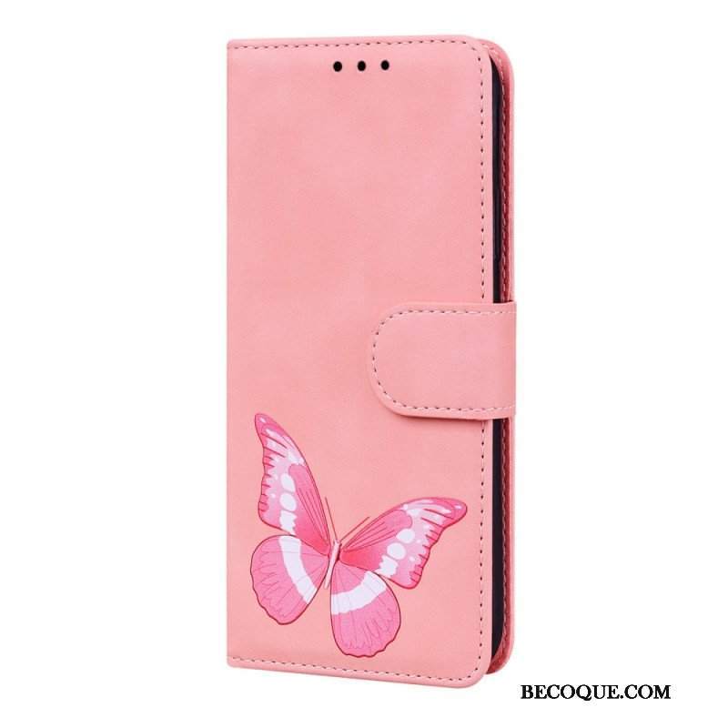 Etui Folio do Xiaomi 12 Pro Motyl Dotykający Skóry