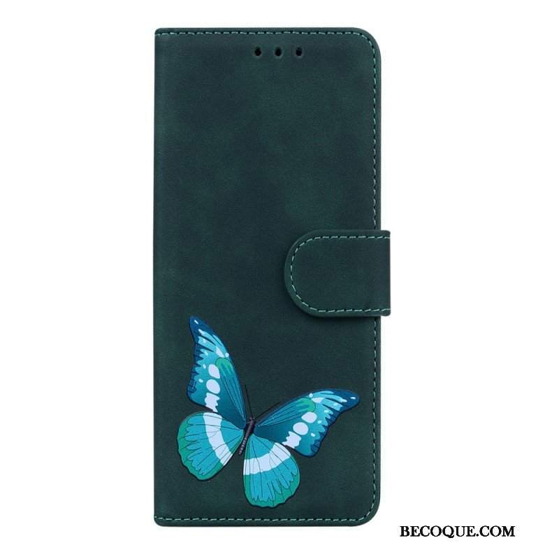 Etui Folio do Xiaomi 12 Pro Motyl Dotykający Skóry