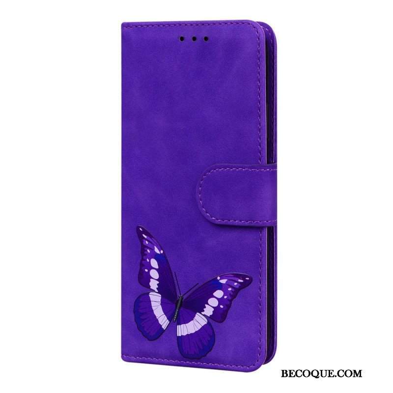 Etui Folio do Xiaomi 12 Pro Motyl Dotykający Skóry