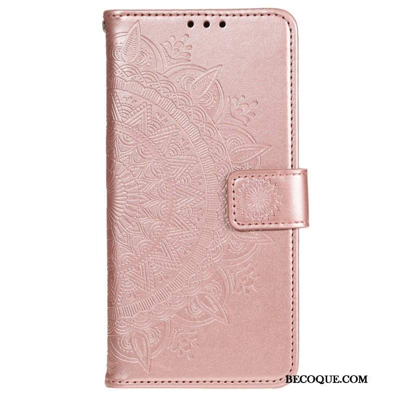 Etui Folio do Xiaomi 12 Pro z Łańcuch Mandala Słoneczna Na Ramiączkach