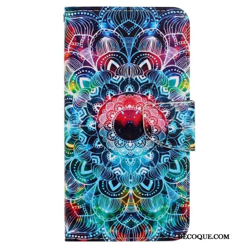 Etui Folio do Xiaomi 12T / 12T Pro z Łańcuch Błyskotliwa Mandala Z Paskami