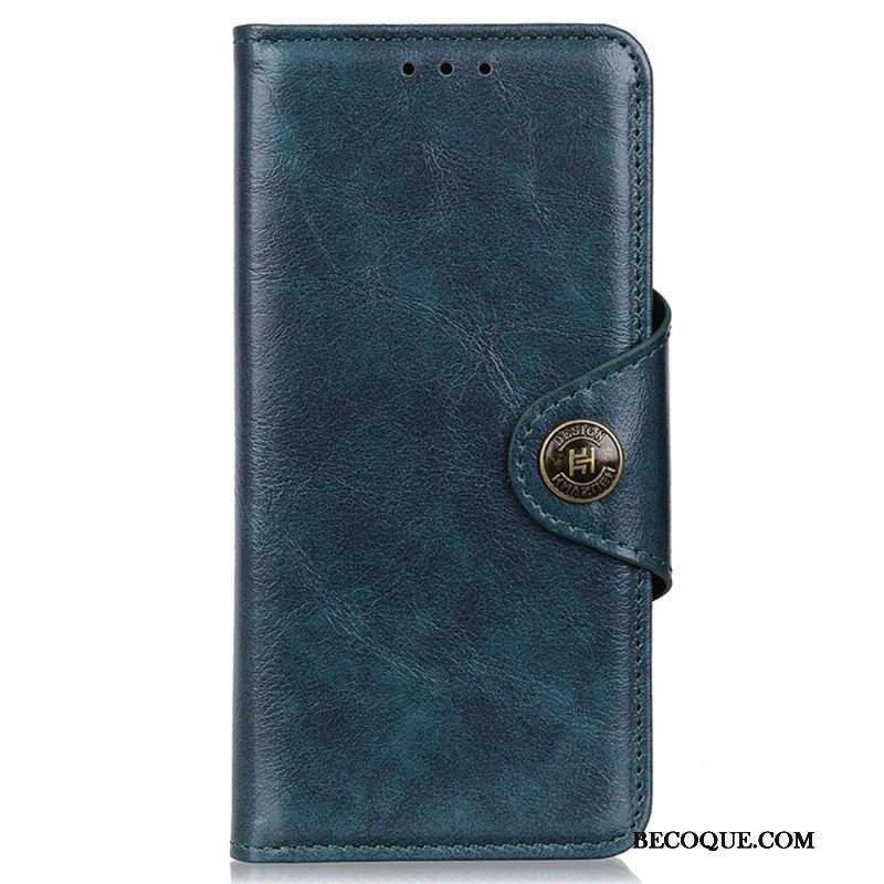 Etui Folio do Xiaomi 13 Guzik Khazneh Z Imitacji Lakierowanej Skóry