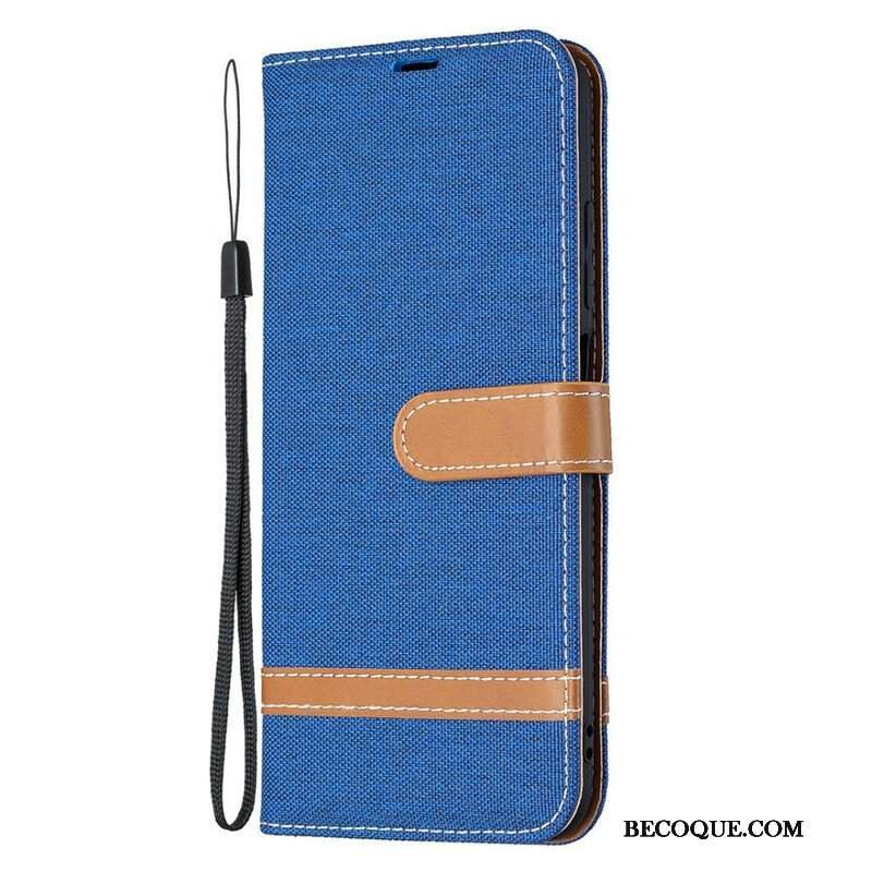 Etui Folio do Xiaomi Redmi Note 10 5G z Łańcuch Tkanina Paska