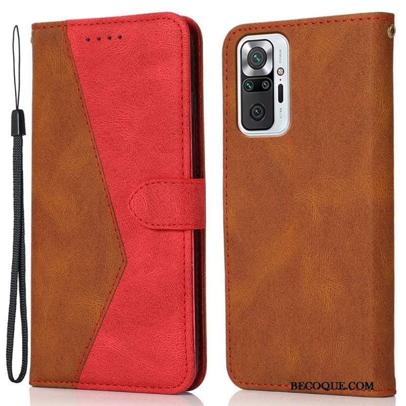 Etui Folio do Xiaomi Redmi Note 10 Pro Dwukolorowa Trójkątna Sztuczna Skóra