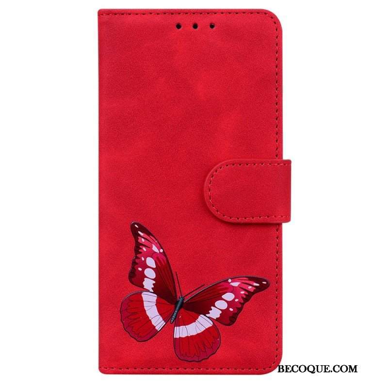 Etui Folio do Xiaomi Redmi Note 10 Pro Motyl Dotykający Skóry