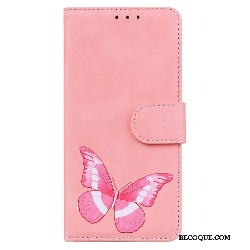 Etui Folio do Xiaomi Redmi Note 10 Pro Motyl Dotykający Skóry