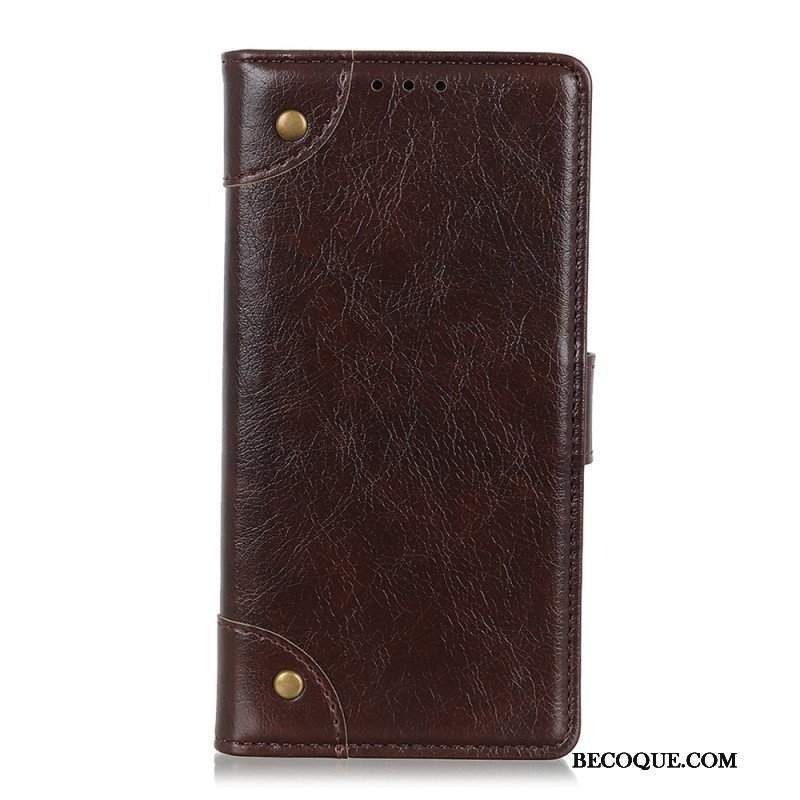 Etui Folio do Xiaomi Redmi Note 11 Pro / 11 Pro 5G Nity W Stylu Vintage Ze Skóry Nappa