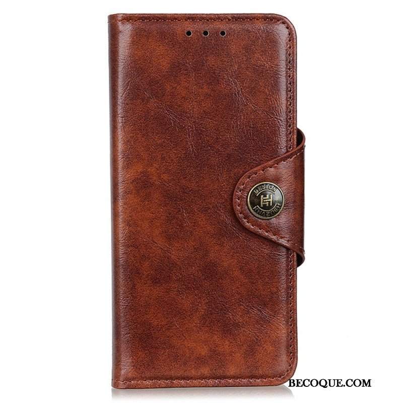 Etui Folio do Xiaomi Redmi Note 12 4G Guzik Khazneh Z Imitacji Lakierowanej Skóry