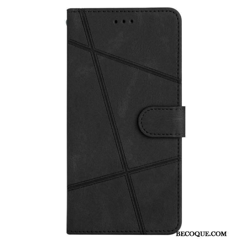 Etui Folio do Xiaomi Redmi Note 12 4G z Łańcuch Geometryczne Paski