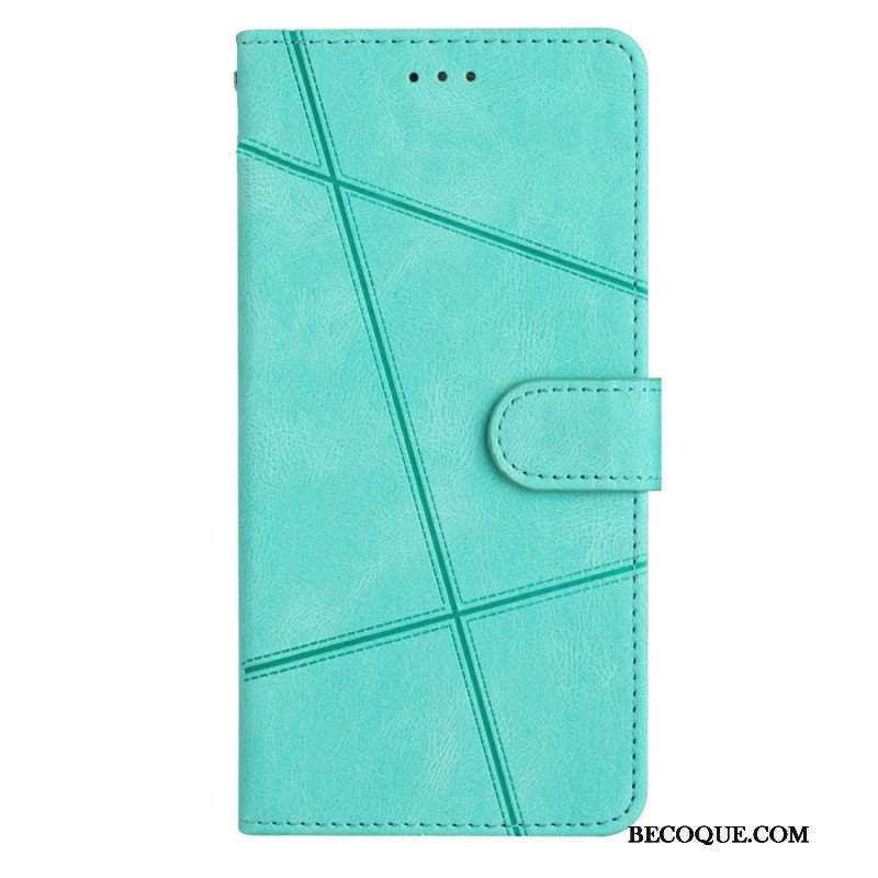 Etui Folio do Xiaomi Redmi Note 12 4G z Łańcuch Geometryczne Paski