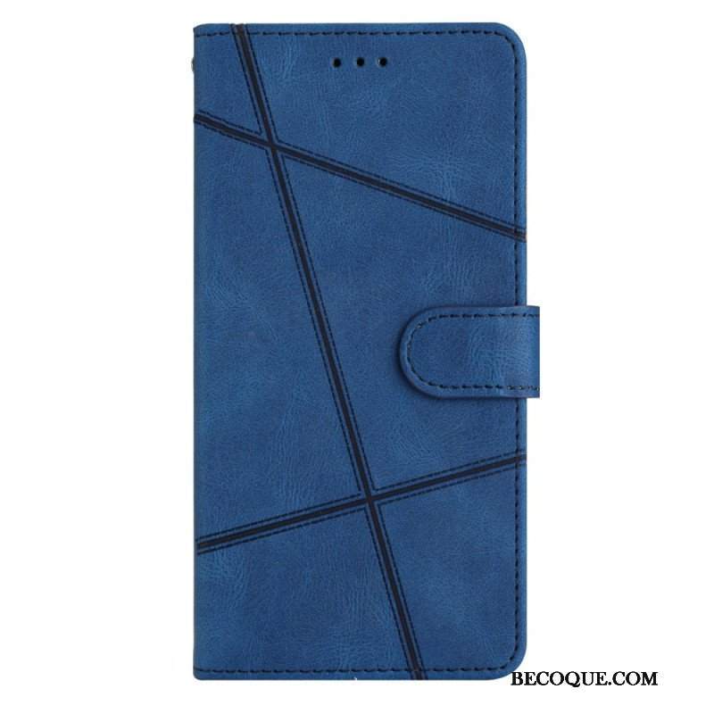 Etui Folio do Xiaomi Redmi Note 12 4G z Łańcuch Geometryczne Paski