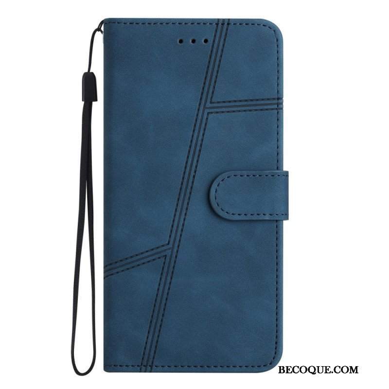 Etui Folio do Xiaomi Redmi Note 12 5G z Łańcuch Paskowaty Geometryczny Skórzany Styl