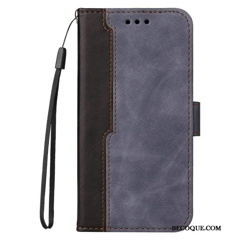 Etui Folio do iPhone 13 Mini Dwukolorowa Sztuczna Skóra