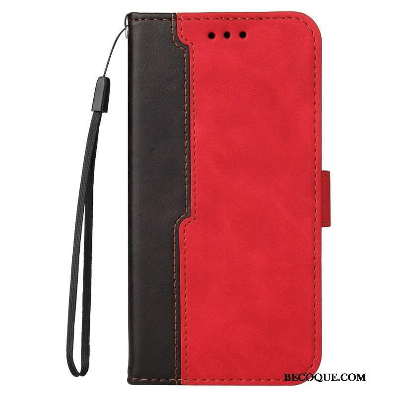 Etui Folio do iPhone 13 Mini Dwukolorowa Sztuczna Skóra