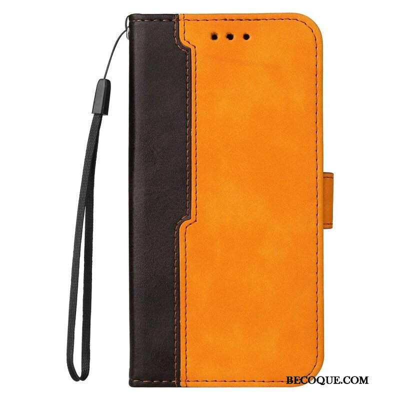 Etui Folio do iPhone 13 Mini Dwukolorowa Sztuczna Skóra