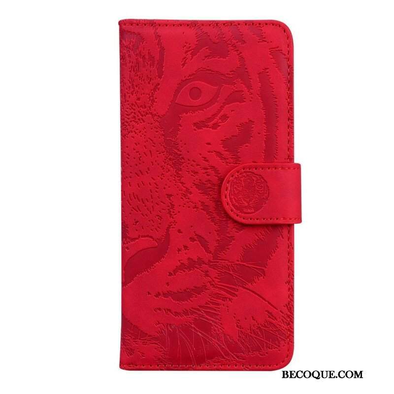 Etui Folio do iPhone 13 Mini Nadruk Twarzy Tygrysa