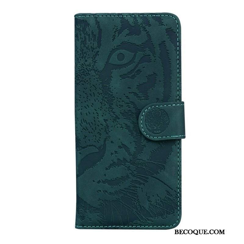 Etui Folio do iPhone 13 Mini Nadruk Twarzy Tygrysa