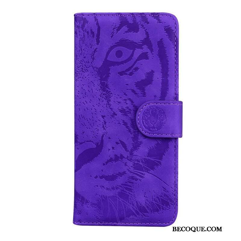 Etui Folio do iPhone 13 Mini Nadruk Twarzy Tygrysa