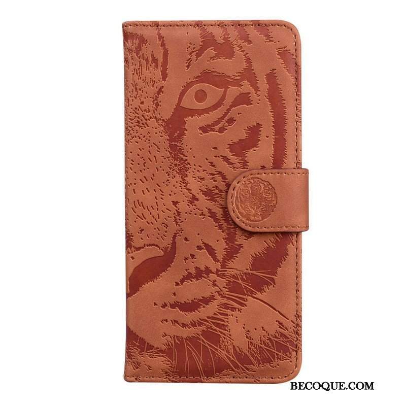 Etui Folio do iPhone 13 Mini Nadruk Twarzy Tygrysa