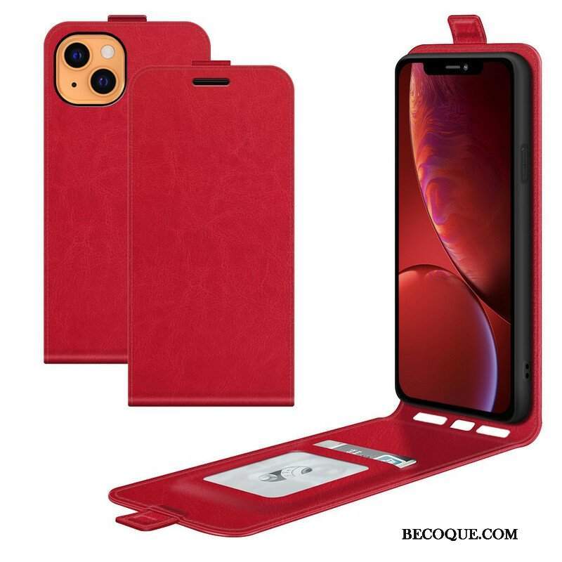 Etui Folio do iPhone 13 Mini Skórzany Futerał Pionowy Efekt Skóry Z Klapką